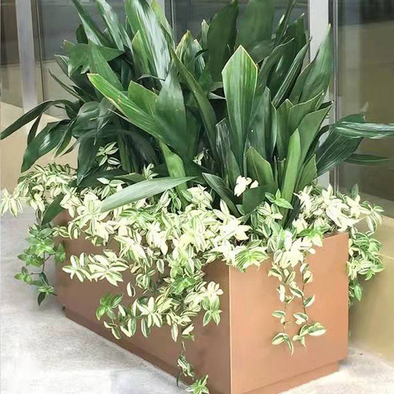 Stainless Steel Flower Boxes, Outdoor Flower Beds, Outdoor Municipal Square Rectangular Iron Flower Troughs, Courtyard Combination Flower Racks
