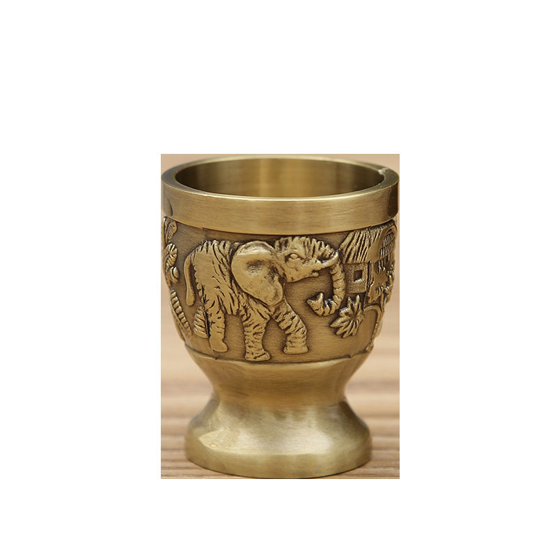 Vintage Home White Wine Cup Creative Small Cup Antique Spirits Cup High-grade One-piece Cup Antique Generation Copper Wine Cup Ornaments