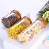 Spiral grain High Borosilicate glass storage jar Acacia wooden lid glass sealed jar tea jar kitchen storage bottle