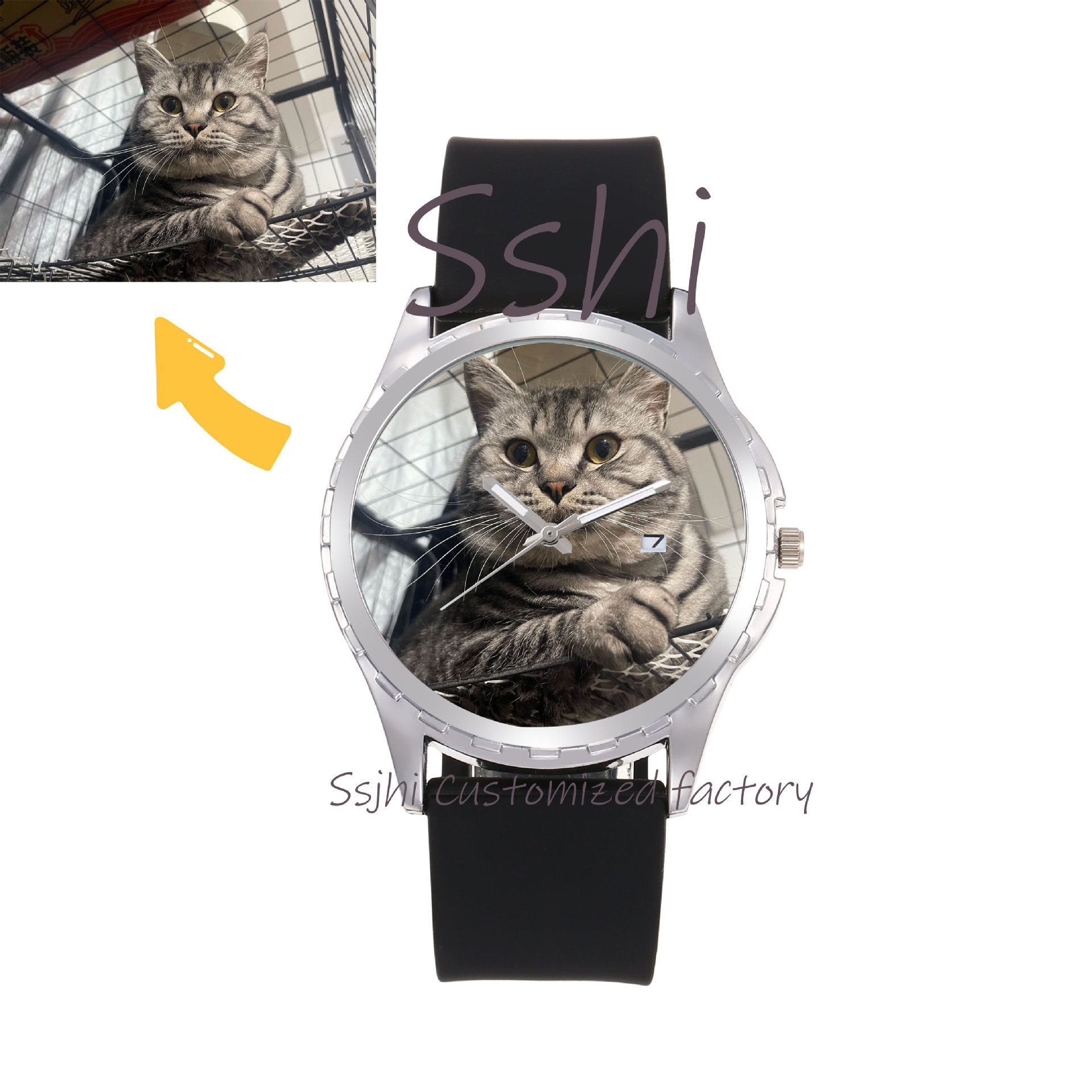 A Customized Large Dial Men's Watch with Personalized Surface Silicone Band Men's Watch Foreign Trade Cross-Border Waterproof Quartz Watch