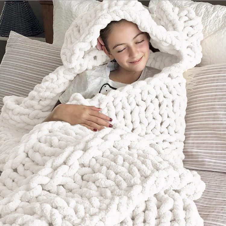 Cross-Border Amazon New Handmade Thick Chenille Knitted Blanket Thick Wool Knitted Blanket Wool Blanket Sofa Cover Blanket