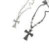 Punk Niche Ins-Style Retro Skull Cross Pendant Necklace for Women Hip-Hop Spicy Girl Choker Ins Collarbone Chain