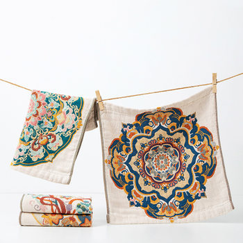Cross-Border Pure Cotton Towel Embroidered Square Towel, Absorbent Sweat Towel, Household Hand Towel Wholesale