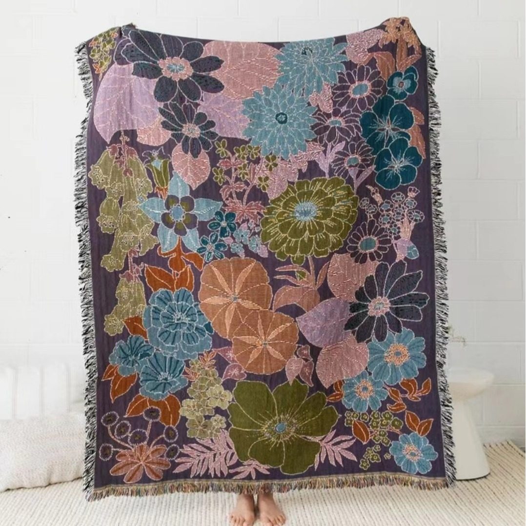 Floral Blanket INS Style Cross-border Home Leisure Blanket Tapestries Decorative Blanket American Country Sofa Blanket Camping Blanket