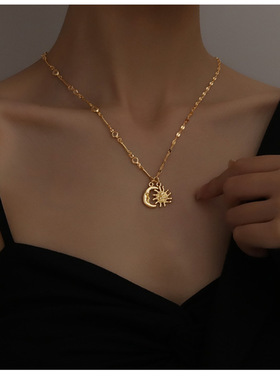 月亮太阳项链ins小众复古