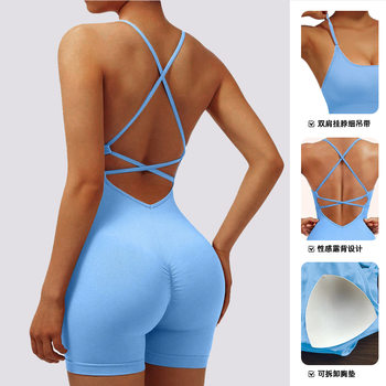 European and American seamless sexy peach hip yoga jumpsuit quick-drying fitness sports beauty back air yoga clothes one-piece