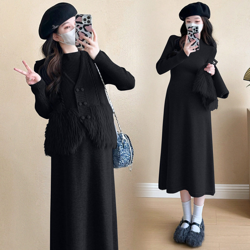Maternity Wear Autumn and Winter Suit Maternity Wear Spring and Autumn Suit Fashionable New Loose Knitted Maternity Dress Two Pieces