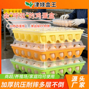 Customized Egg Tray 30 Pieces Plastic Egg Turnover Tray Supermarket Chicken Farm Household Shock-Proof and Drop-Proof Pressure Belt Cover