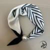 New Magnetic Buckle Pearl Silk Scarf Necklace Women's Summer Thin Clavicle Chain French Retro Small Scarf Decorative Scarf