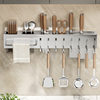 Stainless Steel Kitchen Knife Storage Rack Multi-functional Punch-free Knife Holder Storage Rack Chopstick Cage Chopstick Barrel Wall-mounted