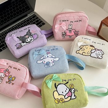 Cute new velvet cartoon melody kulomi hand satchel change purse key bag portable cosmetic bag wholesale