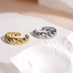 European and American Popular Irregular Threaded Gold-Plated Rings, Personalized Hip-Hop Croissant Bag Opening, Adjustable Rings Wholesale