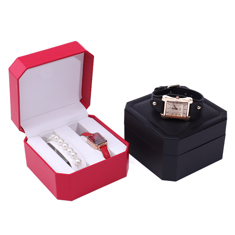 Octagonal PU Watch Box Flip Double Watch Packaging Box Watch Gift Box Jewelry Storage Watch Box Wholesale