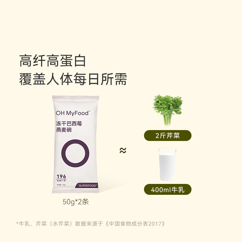 Ohmyfood Natural Cocoa Powder Oatmeal Bowl 350g (50g*7) Ready-To-Eat Meal Replacement Oatmeal Full