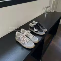 Genuine Leather Retro German Training Shoes for Women 2026 New Versatile Sequin Star Casual Sneakers Thick-Soled Height-Increasing Sneakers for Women