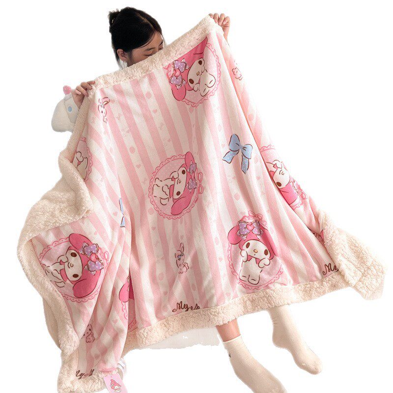 Hello Kitty Office Nap Blanket for Girls Hello Kitty Shawl Air Conditioning Blanket Sofa Nap Blanket Small Blanket