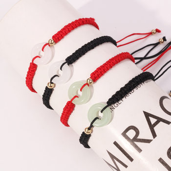 Peace Buckle Couple Bracelet Simple Braided Red Rope Bracelet for Girlfriend and Best Friend Ping an National Trend Bracelet Manufacturer Wholesale