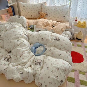 Ins Cloud Cotton Four-Piece Student Three-Piece Dormitory Bed Three-Piece Adult Single and Double Four-Piece Set