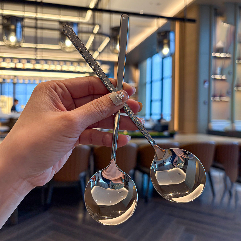 Thickened Internet Celebrity 304 Stainless Steel Spoon, High-Looking Eating Spoon, Korean-Style Dessert Spoon, Household Eating Spoon