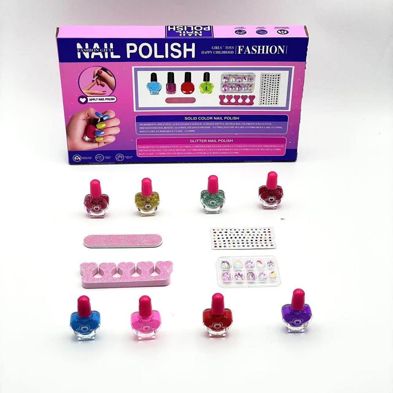 Cross-Border Hot-Selling New Children's Nail Polish Set Peach Heart Bottle Nail Polish Set Girls' Nail Art Glitter Nail Polish
