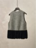 Black and Gray Color-Blocking New Chinese-Style Sleeveless Vest for Women, 2025 Autumn and Winter New Style, Patchwork Elegant Vest for Outerwear 7831