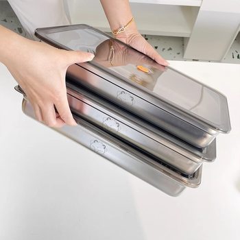 304 Stainless Steel Large Dumpling Box Sealed and Water-Proof Quick-Frozen Crisper Thickeneded Kitchen Storage Box Crisper