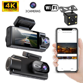 3inch Three-Camera Difference Value 4K Driving Recorder with Wifi Connection, High-Definition Night Vision, Three Lenses, Wide-Angle Cardvr