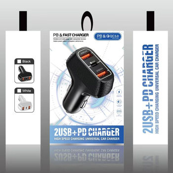 Fish scale pattern car charger 15 wtype-c dual USB car charger one-on-three charger