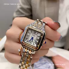 SCOTTIE Blue Needle Small Square Watch Classic Explosive Square Watch Retro Roman Women's Watch Steel Belt Waterproof Quartz Watch