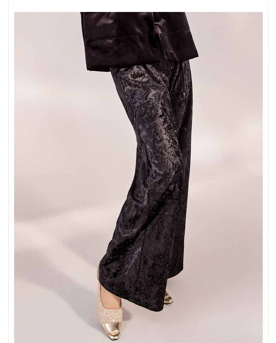 Quần dài nữ cạp cao ống rộng nhung tăm dáng suông thoải mái — Jade Black (Giao hàng ngay hôm nay), Jade Black (Giao hàng trong 7 ngày), Màu mơ sữa (cấp ngay trong ngày), Màu mơ sữa (giao hàng trong 7 ngày)