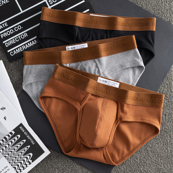 Men's Underwear, Breathable U-Convex Large Bag for All Seasons, Youth Threaded Briefs, Cotton, Personalized, Versatile Short Style