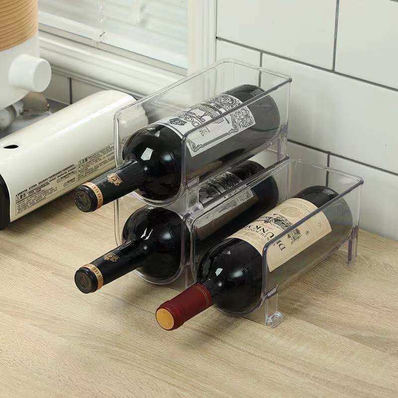 PET stacked red wine rack refrigerator storage beer beverage cans storage box household