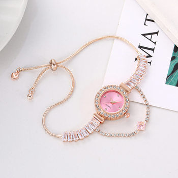 Cross-Border Popular Women's Watch, Light Luxury, Fashionable Diamond-Encrusted Temperament, Female Student Pull-Out Bracelet Watch, Foreign Trade Wholesale