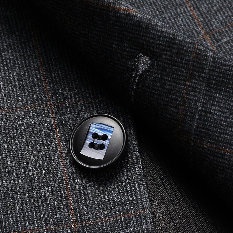 Áo blazer nam họa tiết caro xám dáng ôm, chất liệu co giãn không cần ủi — Caro Xám