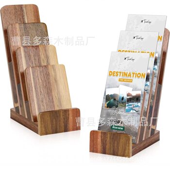 Wooden Menu Display Rack Commercial Counter Menu Rack Brochure Business Card Storage Rack Greeting Card Storage Rack