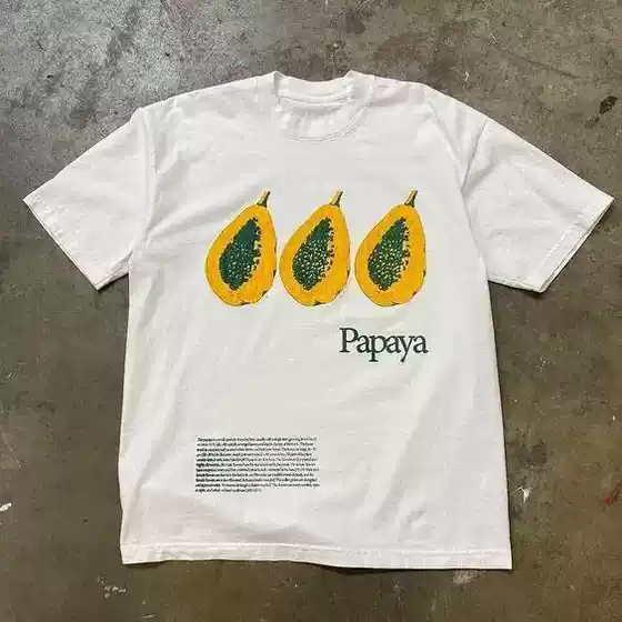 [European Code Cotton T] Summer Women Fruit Letter Pattern Printed T-shirt