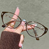 Korean-Style Cross-Border Tr90 Lightweight Cat-Eye Glasses for Women with Myopia, Available with Prescription, Anti-Blue Light, Plain, Natural Look Glasses Frame