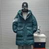 Men's Mid-Length down Jacket 2024 Winter New Youth Trendy Brand Striped White Duck down Loose Thick Coat