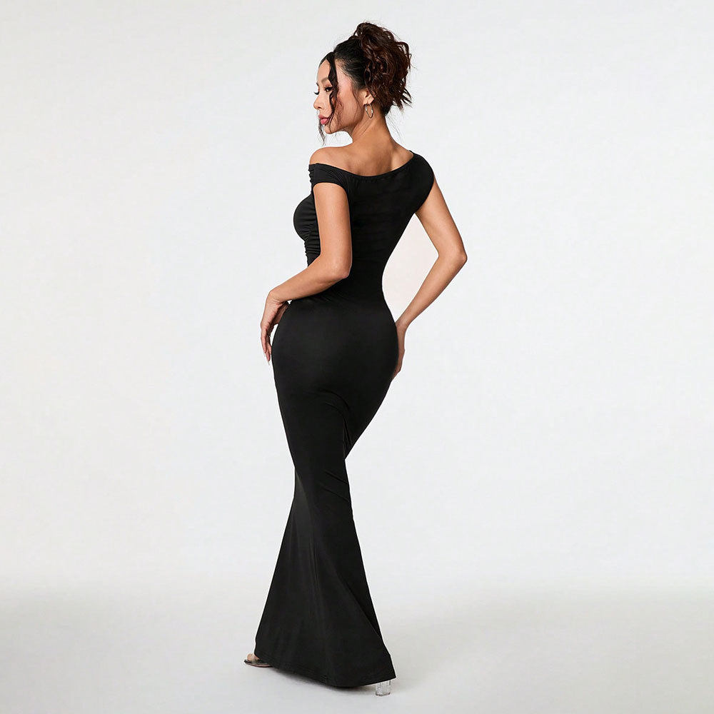 Summer Off Shoulder Black Evening Dress Elegant Sexy Celebrity Style Perfect for Parties and Formal Events