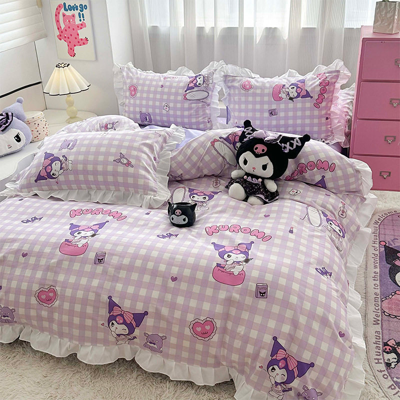 Sanrio series lace cotton cartoon printing four-piece set cute girl style bedding wholesale delivery