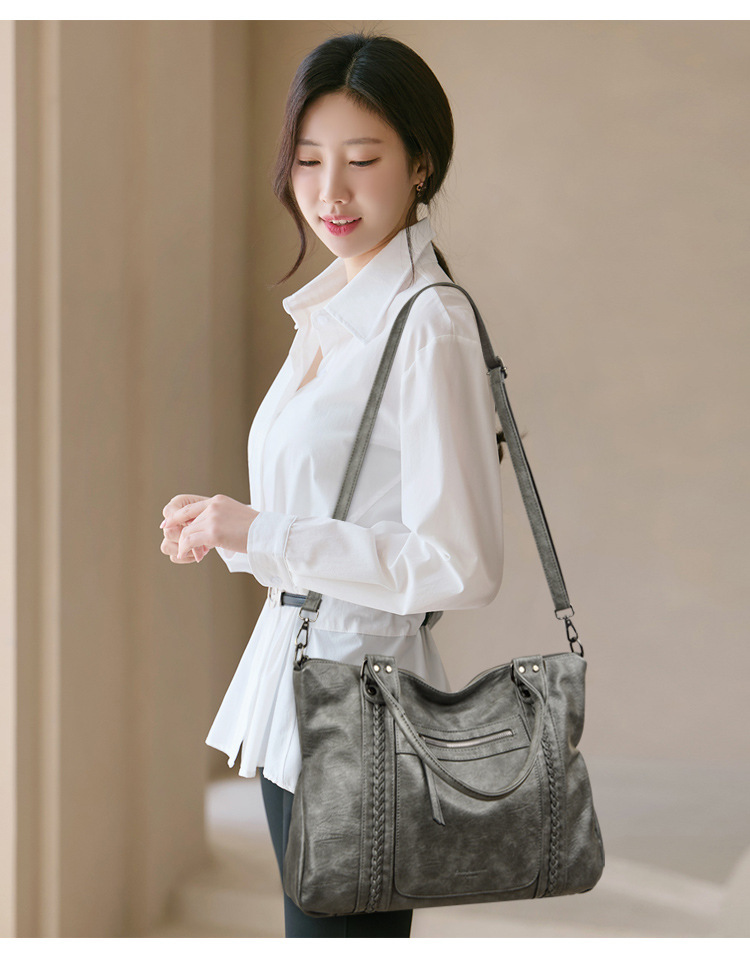 Túi xách nữ đeo vai dáng ngang cỡ trung, phong cách tối giản — màu đen, màu đỏ, Màu trắng ngà, màu vàng