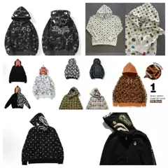 Cross-Border Foreign Trade Wholesale Camouflage Shark Single-Hooded Letter-Print Casual Sweatshirt Jacket