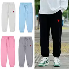 Cross-Border Dropshipping Ami Clams Heart Embroidery Couple Drawstring Sweatpants Loose Straight Pants Men's and Women's Sports Pants