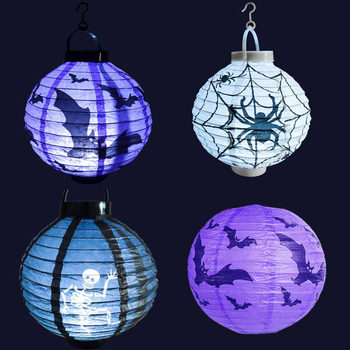 Halloween Lantern Glow Jack Pumpkin Paper Lamp Ghost Festival Scene Decoration Supplies Portable Lamp Dress-up Organ Lantern