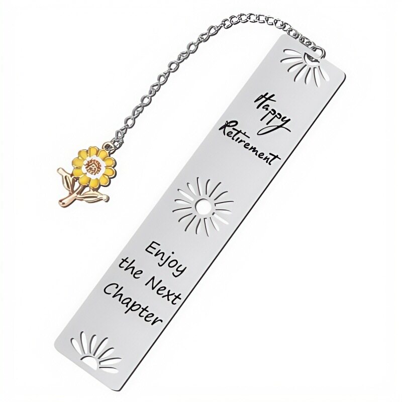 Amazon Hot Sale Stainless Steel Hollow Bookmark Sunflower Pendant Retirement Gift Gratitude Teacher Colleague Gift