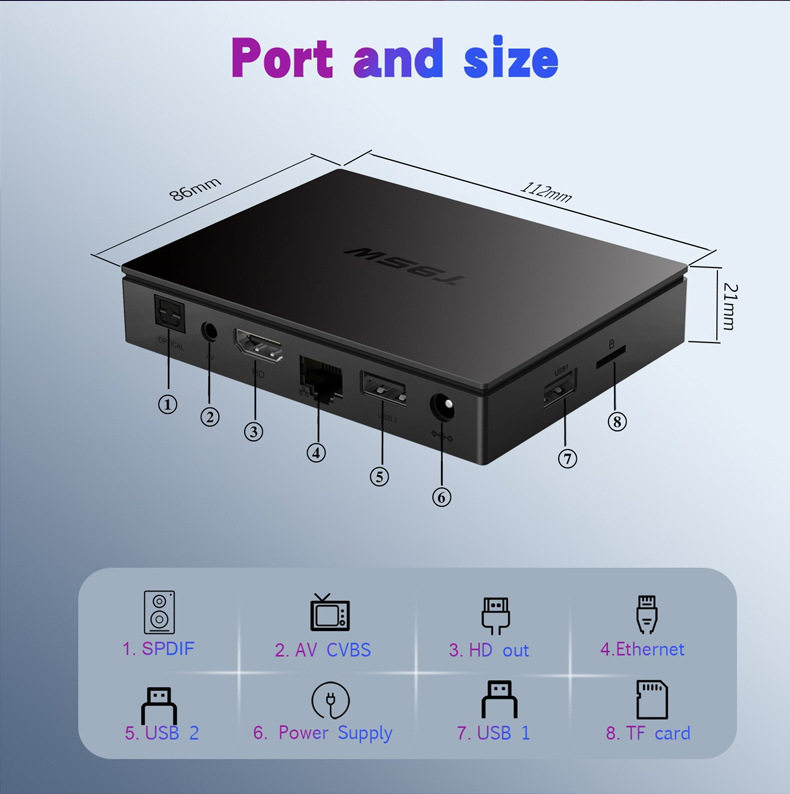 Cross-Border 5g Dual-Band Wifi Bluetooth 4K Android 11 Tv Box T95W Set-Top Box S905W2 Export Tv Box