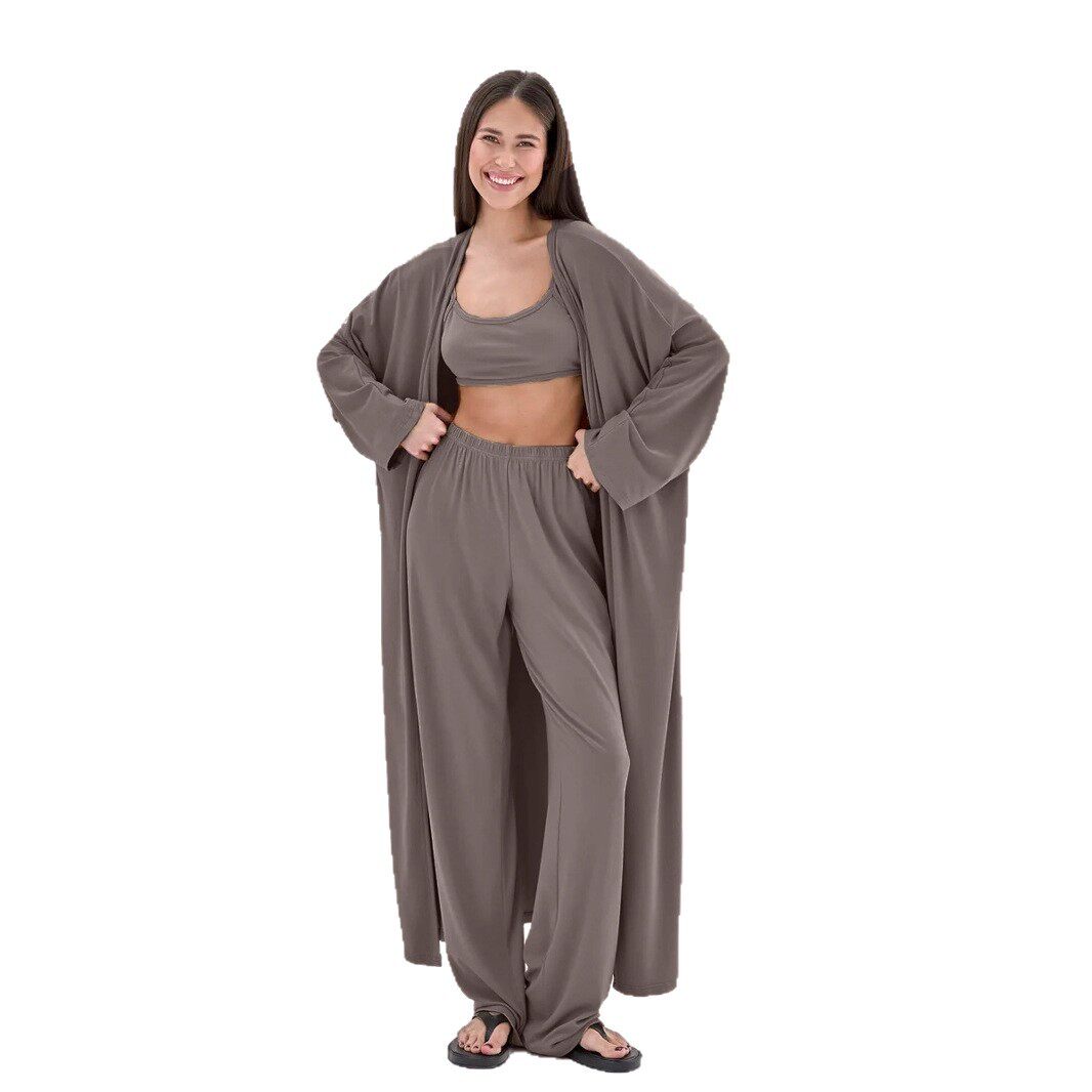 Casual Loose Long Cardigan Set Includes Crop Skirt Cami Top and Pants Perfect for Spring Summer Wholesale Available