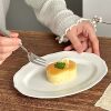 French Retro Ceramic Oval Plate Cake Dessert Plate Breakfast Plate Steak Western Food Plate White Plate Flat Plate