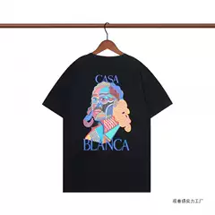 Cross-Border New Trendy Brand Casablanca Printed Loose Short-Sleeved Spring and Summer Heavyweight Casual 100% Cotton T-Shirt for Men and Women