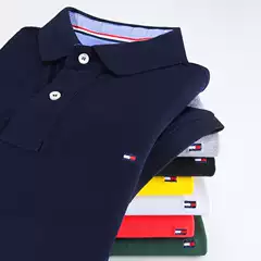 Summer TOMMY Men's Tommy Lapel POLO Shirt Cotton plus size Loose Short-sleeved Casual T-shirt Men's One Piece Hair